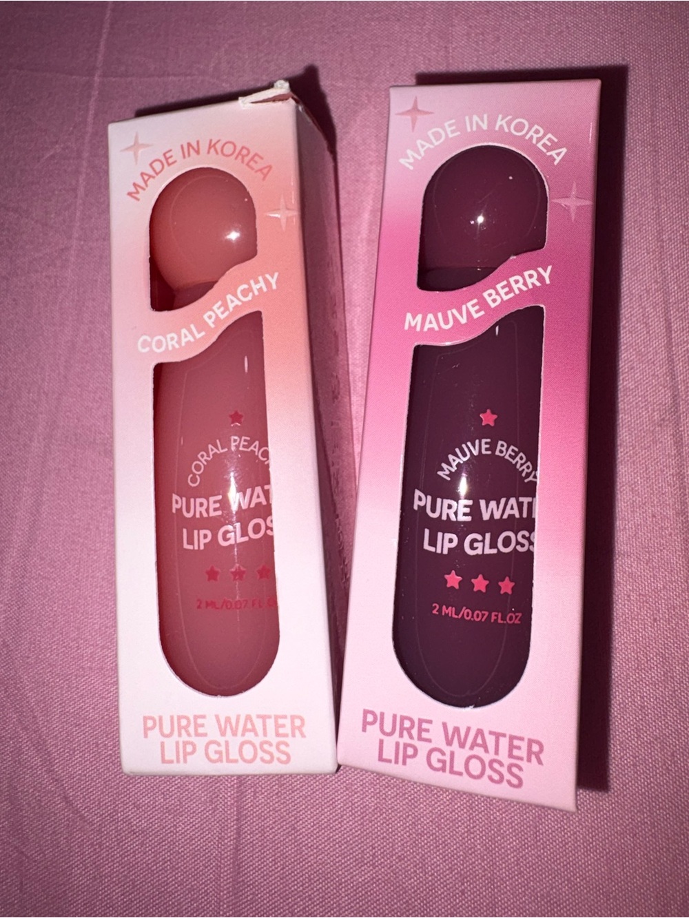 Pure Water Lip Gloss - Coral Peach & Mauve Berry